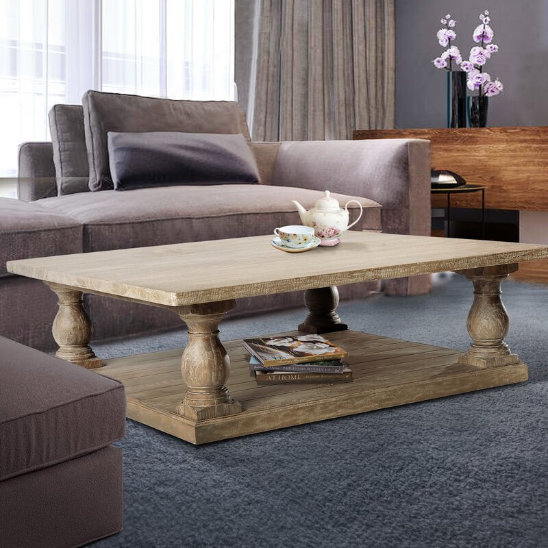 Casual Elements Solid Wood Pedestal Coffee Table Wayfair
